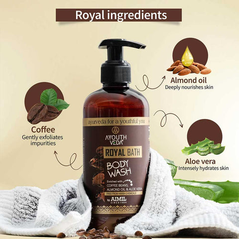 Ayouthveda Royal Bath Body Wash with Coffee & Aloe vera 300ml